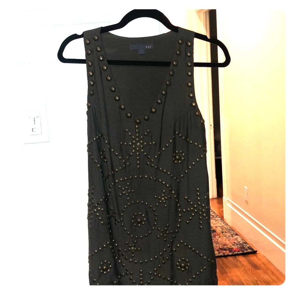 Beaded army green dress